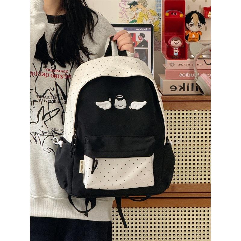 

New academic style girl cute backpack simple versatile contrasting color schoolbag women travel lightweight versatile backpack