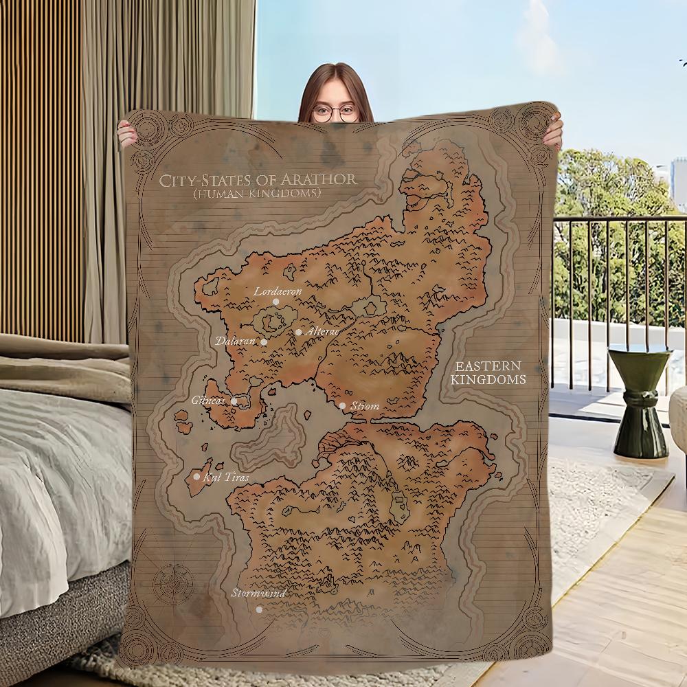 W-World of W-Warcraft-ES Map Game Blanket For Sofa Room Microfiber Bedding Blanket office Travel Gift Home
