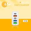 PD65W Fast Charger: 5V/3.1A Multi-Port Adapter with USB & PD for EU/US/UK