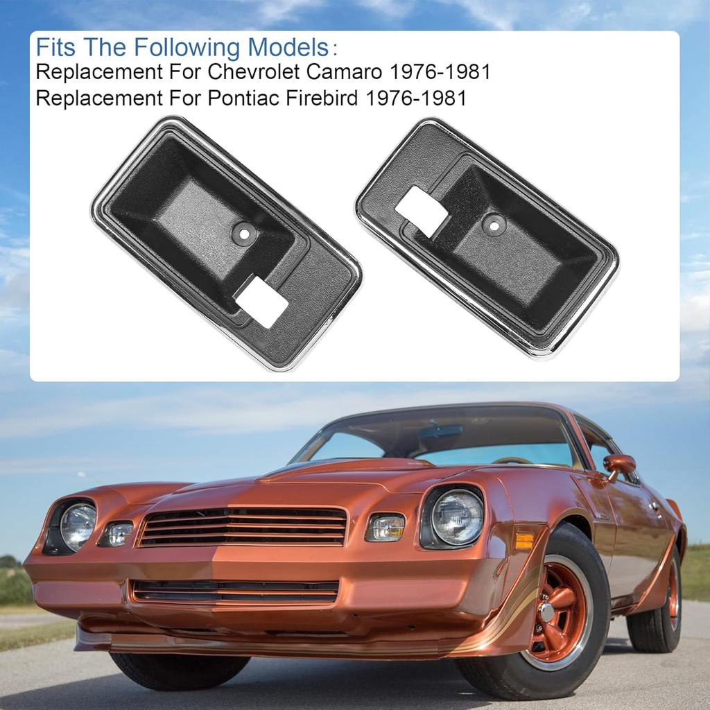 JDMSPEED Door Handle Style Interior Bezel Cup Set Replacement for Firebird/Trans Am & Camaro 1976-1981 Replace 1671194 1671195 Passenger and Driver