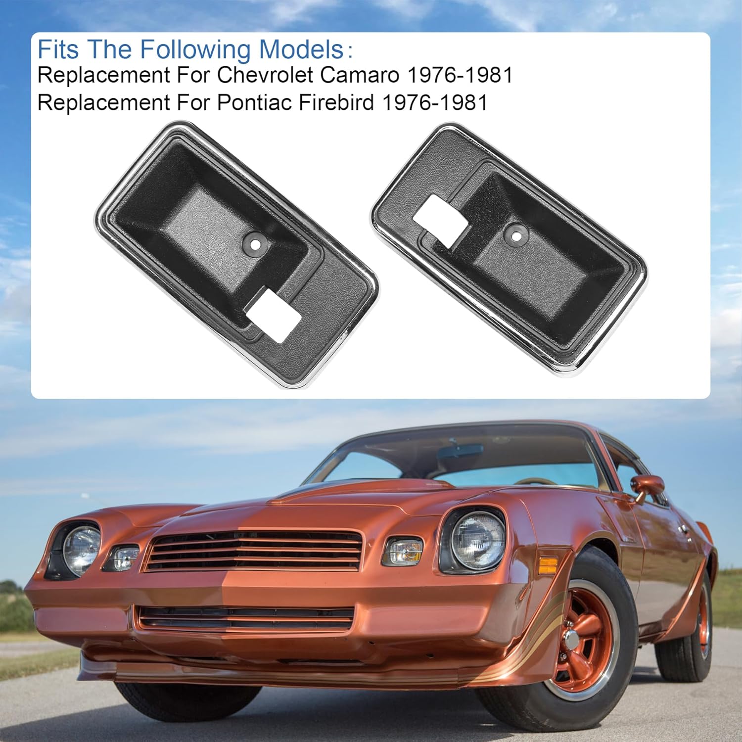 

JDMSPEED Door Handle Style Interior Bezel Cup Set Replacement for Firebird/Trans Am & Camaro 1976-1981 Replace 1671194 1671195 Passenger and Driver
