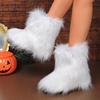 Long boots children's winter warm thick-soled fluffy boots medium tube personality fashion color snow boots