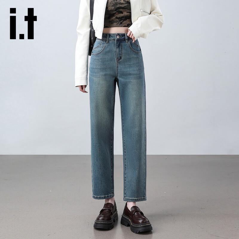 Izzue It Women's Blue Slimming High-Waist Straight Leg Ankle Jeans