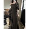 2026 Elegant One-Shoulder Korean Dress: Women's Spring/Autumn Lazy Style Full Set