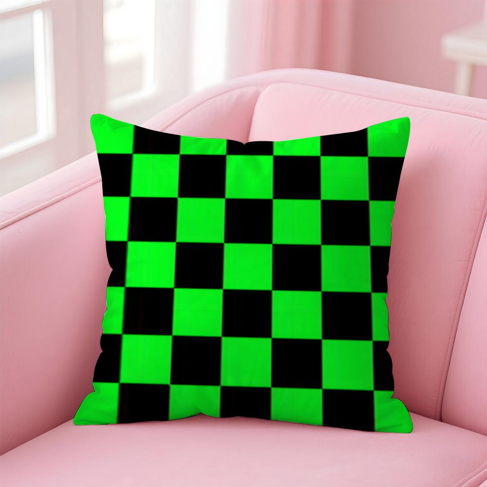 Classic Checkered Square Cushion Cover Linen Pillowcase Cover Soft Decor for Sofa Home Room
