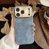 Frosted Suede Sheepskin Phone Case For iPhone 17 Air 16 16E 15 14 13 12 11 Plus Pro Max Plating Metal Buttons Frame Cover