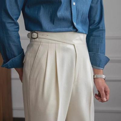 2024 Autumn/Winter Italian High Waist Straight-Leg Men's Casual Trousers