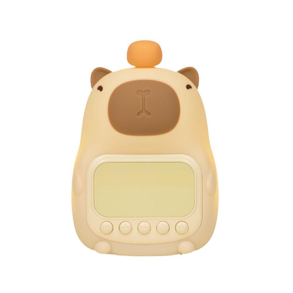 Silicone Capybara Alarm Clock Cartoon Bedside LED Clock Capybara Night Light  Desktop Decoration