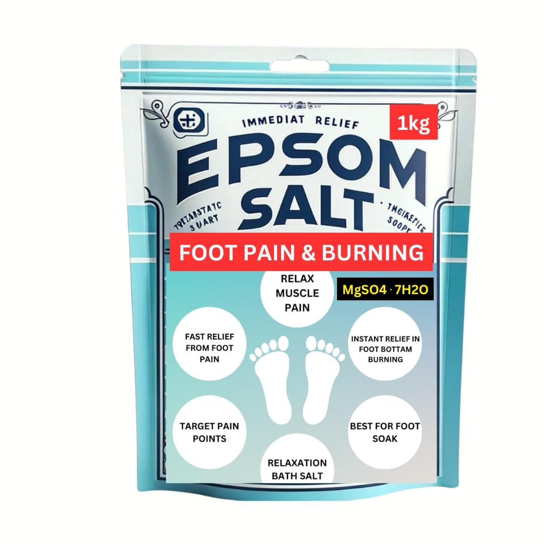 

Fast-Acting Epsom Salt 1Kg for Pain Relief and Relaxation, Guaranteed Relief for Foot Pain, Swelling & Soreness Luxury Bath Salt for Women and Men, 10