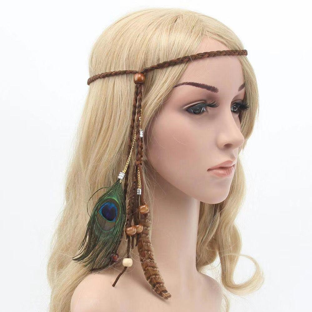 Headwear Bride Weddding Headband Indian Hair Accessories Tassel Women Hairbands Feather Headband
