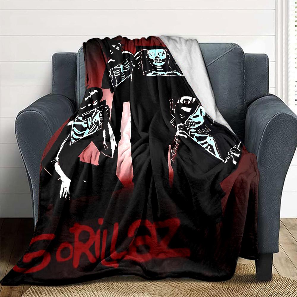 1pc Gorillaz Cartoon Throw Blanket Soft Flannel, Cozy All Season Polyester Perfect for Home, Office