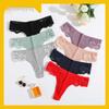 Girls' Lace Tummy Control Ribbed T-Back Underwear, Low-Waist, Breathable Cotton T-Pants