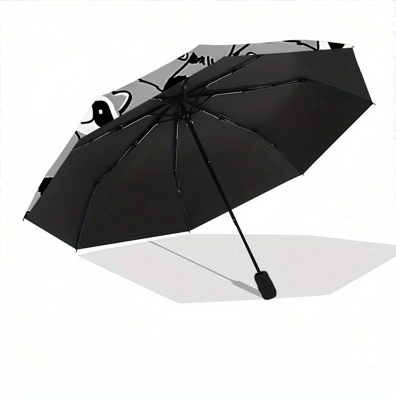 1pc Raccoon Pattern Automatic Open/Close Umbrella - Compact Travel Umbrella, 8-Rib Heavy-Duty Construction, Ideal Gift, Outdoor Accessory046