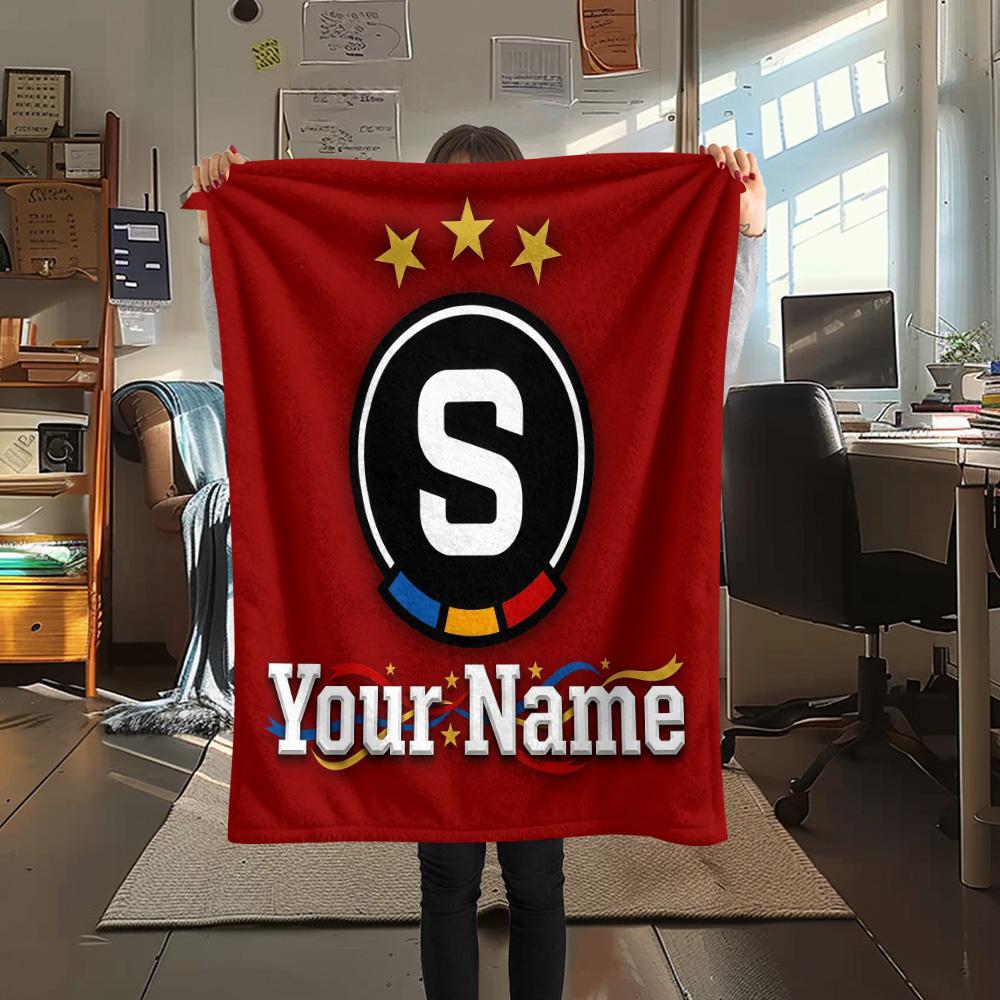 1 Stück Individueller Name AC Sparta Prag Gemustert Flanell Decke Geeignet für Alle Jahreszeiten für Heimdekoration Wärme und Komfort Geschenke Feiertagsgeschenk -HE11