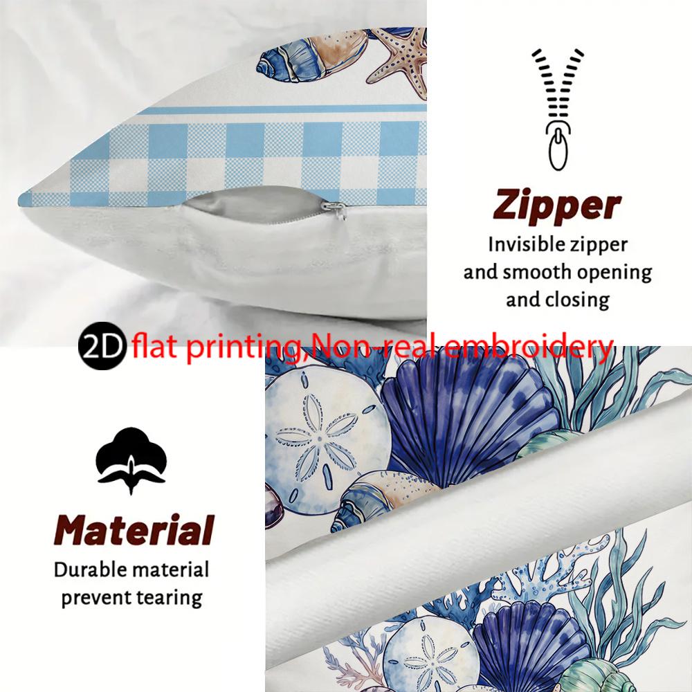 1/4 Stück Küsten-Kissenbezüge Nautisch Ozean-Thema Dekorative Kissenhüllen für Sofa Schlafzimmer Wohnzimmer Kissenbezug