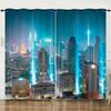 Curtains City Architecture Landscape 3D Digital Printing Blackout Curtains No Punching