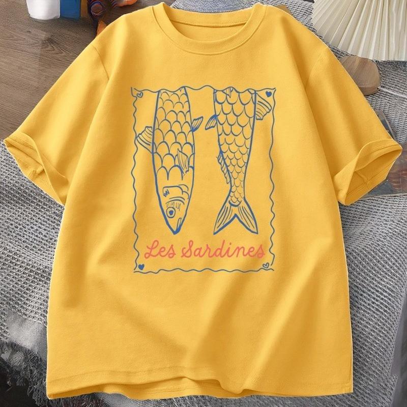 

Trendy Sardines T Shirt Aesthetic Fish TShirt Summer Short Sleeve Coastal Tee Ocean Unisex Clothing Unisex Women Casual Clothes Tees 4XL