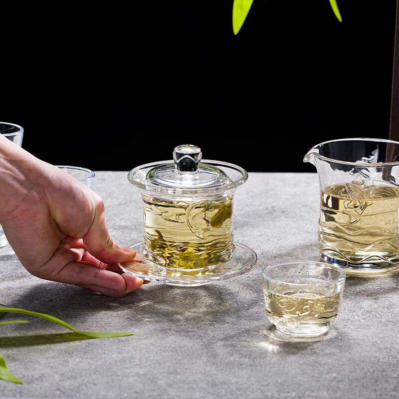 Shanchongshan Ruyudesui 8-Piece Sodium-Calcium Glass Tea Set