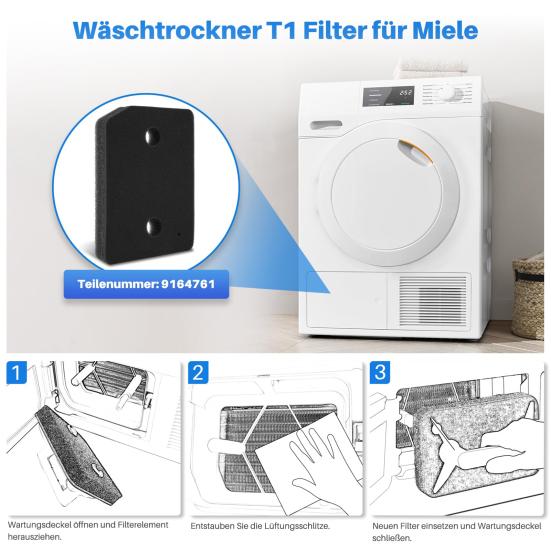 6 ks Náhradní filtr sušičky pro Miele T1 Sušičku s tepelným čerpadlem 9164761 Pěnový filtr na prach Profesionální náhradní díly a příslušenství pro sušičku