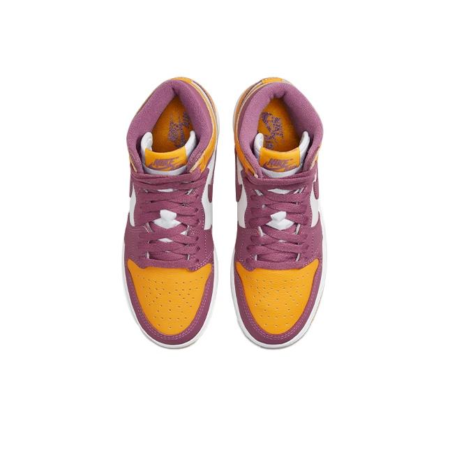Air Jordan 1 Retro High OG GS Brotherhood Kids Sneakers Gold University-Gold Light-Bordeaux 575441-706