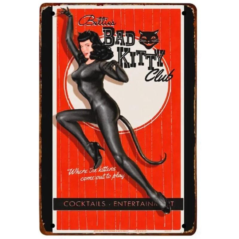 Retro Pinup Girl Metal Sign for Joom