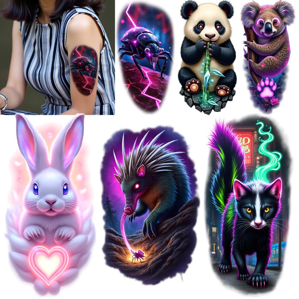 3pcs Temporary Tattoo Scorpion Realistic Temporary Tattoos Wombat Panda Colorful Realism Horse For Adults Arms Thighs