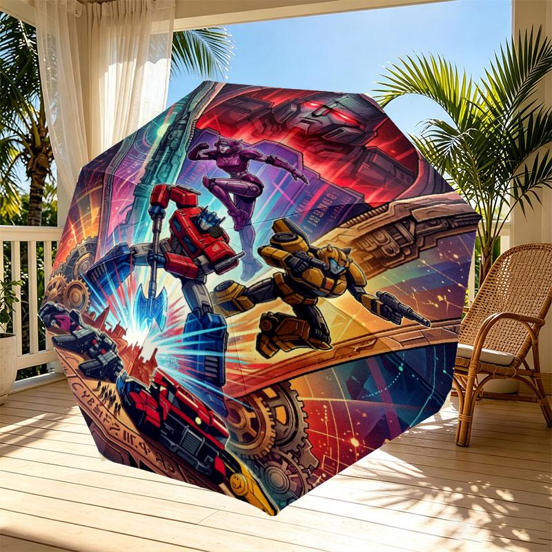 Transformers Print Automatic Open Close Umbrella, Portable Foldable Umbrella, for Outdoor Commute Camping Trip, Ideal Birthday Gift
