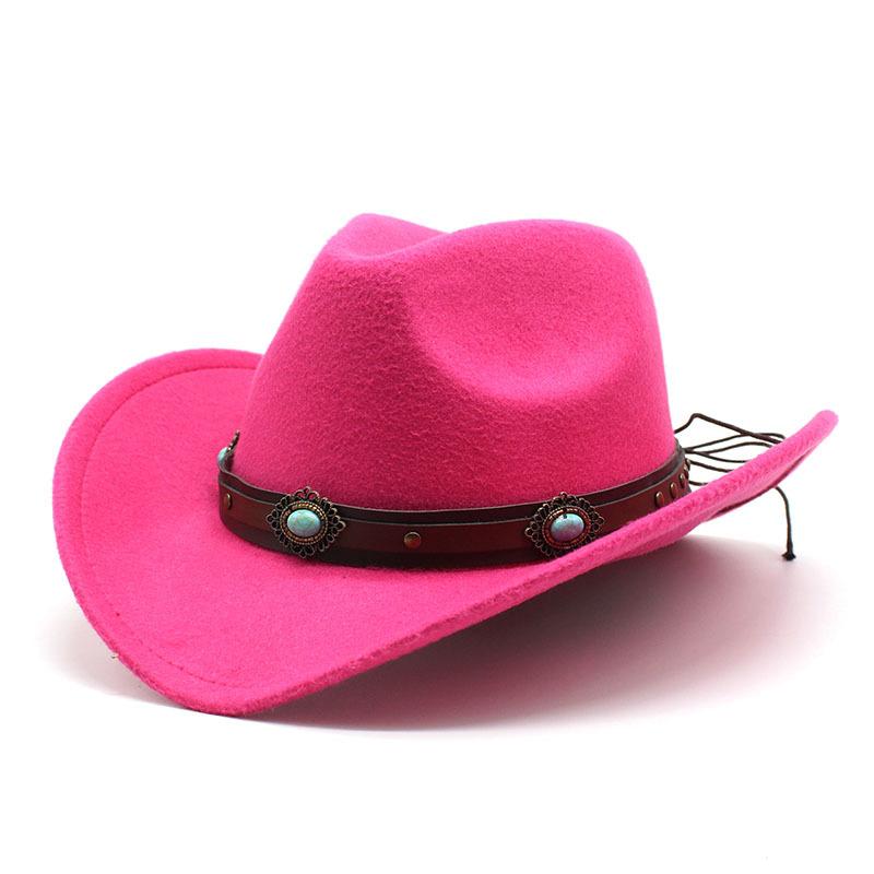 Simple Woolen Western Cowboy Top Hat Black Trend Versatile Belt Men'S Jazz Hat