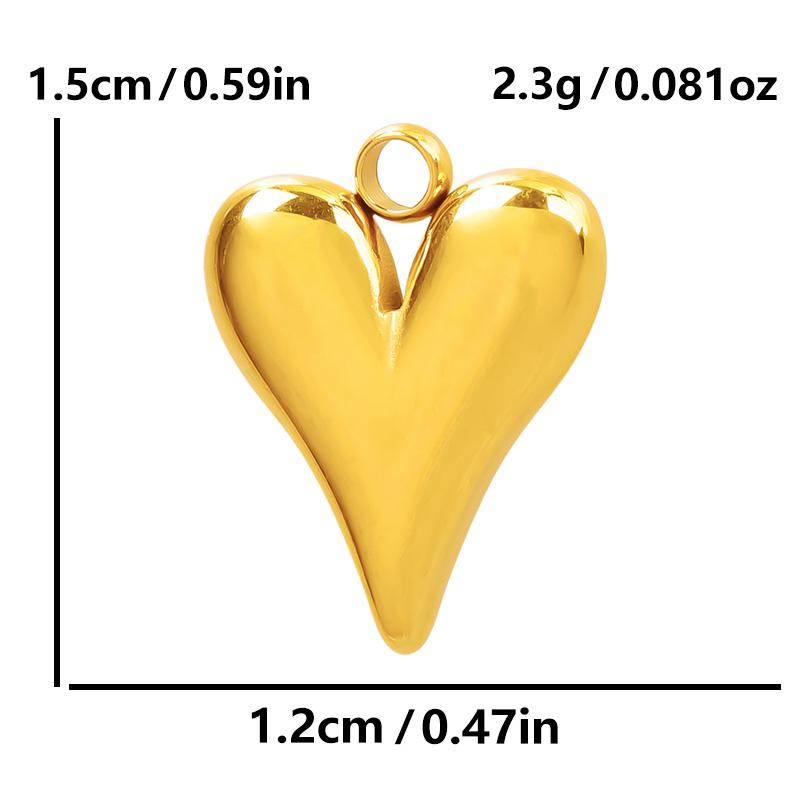 Personality 5pcs/Lot Stainless Steel Heart Pendants For Jewelry Making Supplies 18k Real Gold Plated Love Charm Pendant Findings