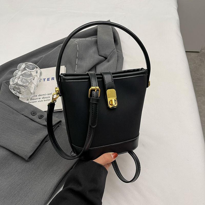 Модная корейская сумка через плечо женская 2023 Новая Осень Зима Винтажная Модная Сумка-Ведро Высококачественная Сумка Кросс-боди Black