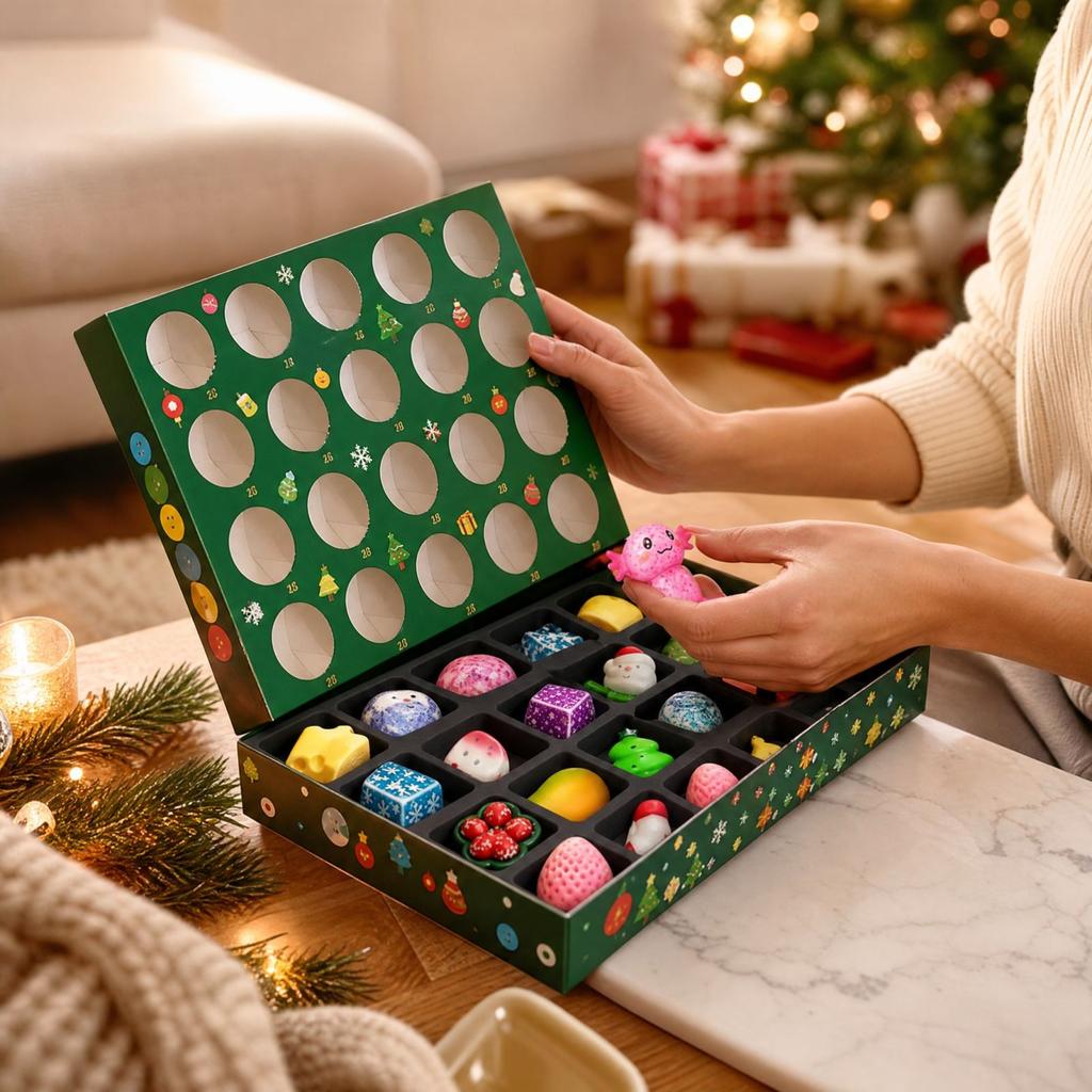 3D Christmas Bun Advent Calendar, -Day Countdown Surprise Gift Boxes, Cute for Kids