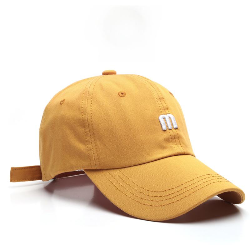 Hat M letter embroidered cap men's versatile curved brim cotton soft top sun hat fashionable simple women's baseball cap