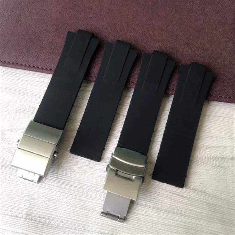 Classci Men's Convex Mouth Silicone Rubber Watchband 24x11mm Black Waterproof Resin Strap Fit For ORIs AQuis 733 Watch Stock