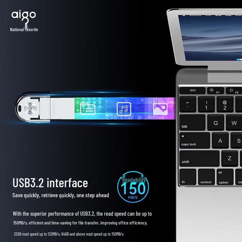 aigo U358 64GB Dual-Interface Type-C USB 3.2 Flash Drive