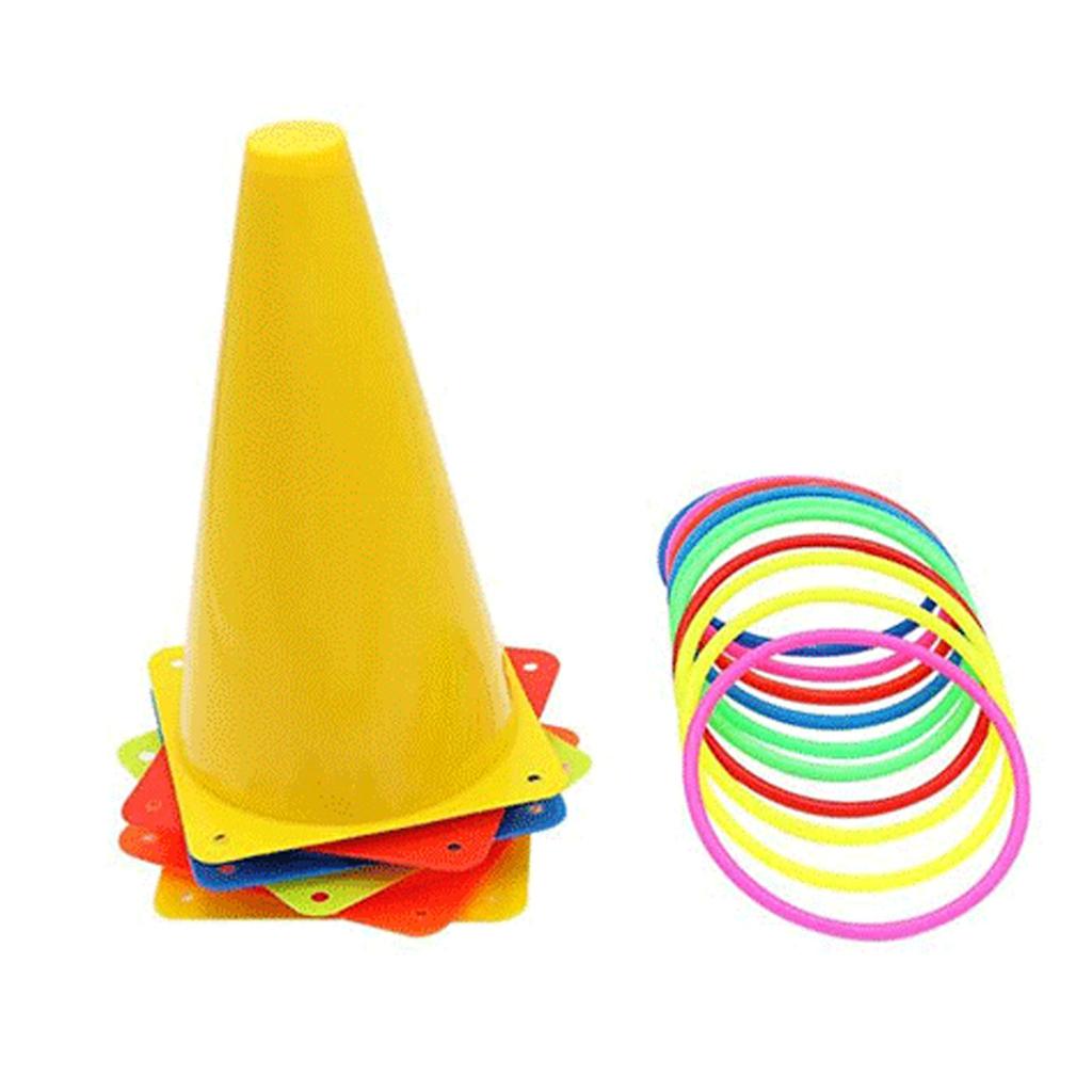 Carnival Games Set Propylene with Mesh Bag Traffic Cone Throwing Rings Set for Outdoor Sports
