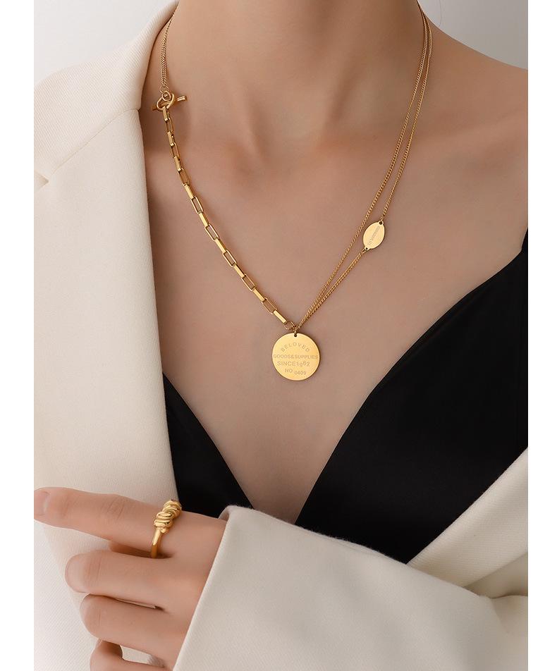 18K Gold Plated Double Layer OT Buckle Pendant Necklace for Spicy Girls