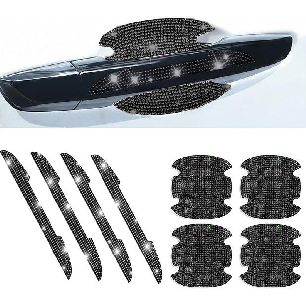 8Pcs Bling Rhinestone Car Door Handle Stickers Protector, Trim Auto Door Entry Guard Bling Stickers Car Accessories For Women And Men, Universal Car