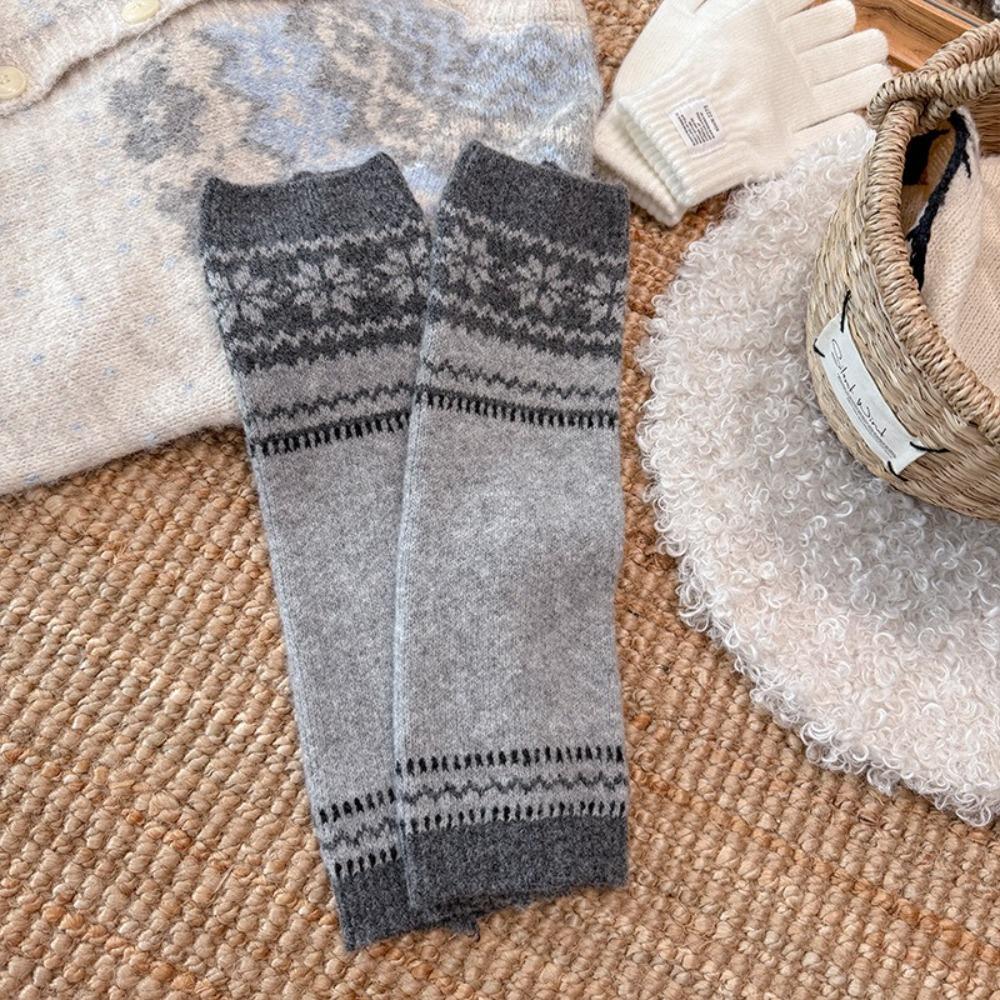 Wool Blend Calf Socks Fair Isle Sock Cuffs Warm Keeping Slouch Socks Autumn Winter