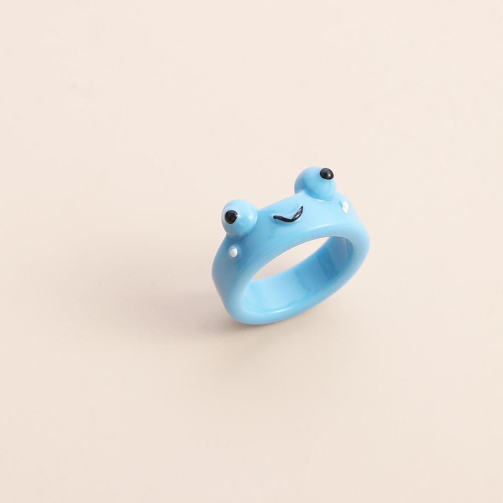 Geometric Animal Girls Women Colorful Contrast Resin Ring Acrylic Fashion Jewelry Frog Finger Rings