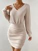 Abito Bodycon a Manica Lunga Girocollo in Ecopelliccia da Donna Autunno Inverno Nuovo