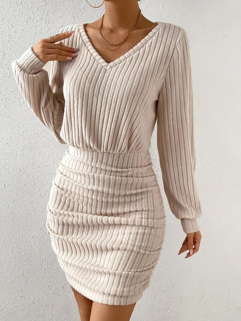 Abito Bodycon a Manica Lunga Girocollo in Ecopelliccia da Donna Autunno Inverno Nuovo