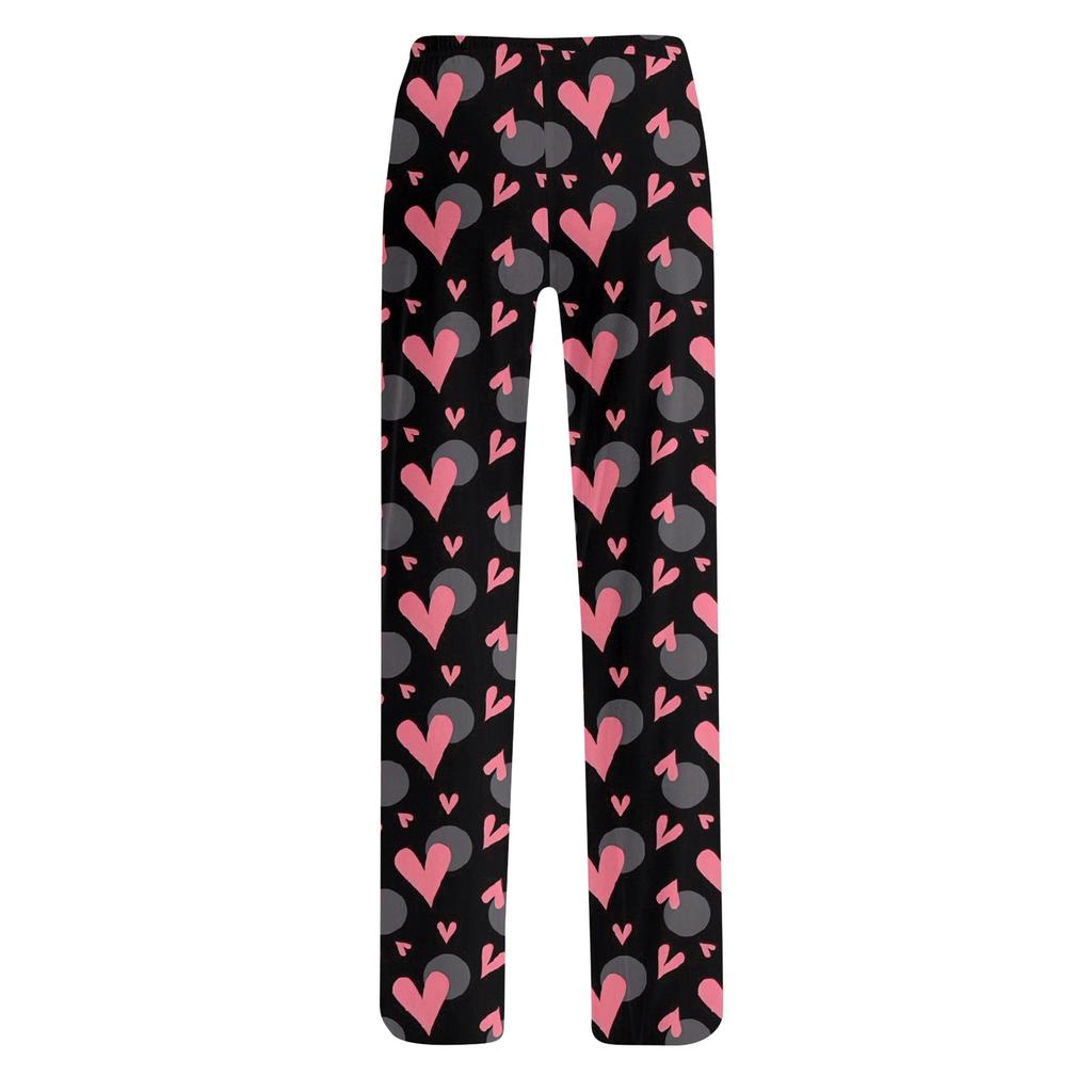 Damen Pyjamahose Nachtwäsche Lässige Hose mit Kordelzug und elastischer Taille Bequeme gerade lockere Yogahose
