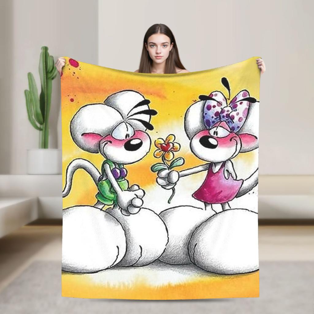 Funny Cartoon D-Diddls Knitted Blankets Coral Fleece Plush Diddl Warm Throw Blankets for Bedroom Sofa Bed Rug