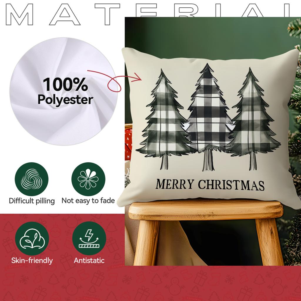 45X45Cm Green Christmas Theme Pillowcase Bedroom Sofa Cushion Cover 100% Polyester Living Room Cushion Pillowcase Home Decor