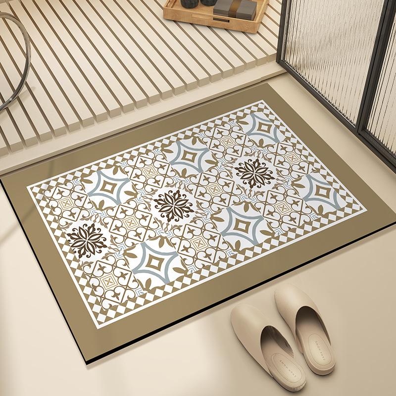 Retro Light Luxury Bathroom Quick Drying Pad Shower Room Water Absorption and Dirt-resistant Foot Pad Household Wear-resistant Floor Mat