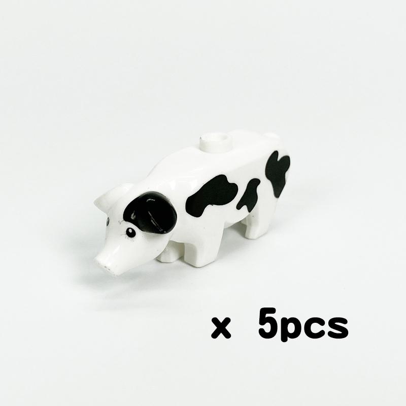 MOC Bauernhoftiere Bausteine Süße Haustiere Schweine Huhn Tiger Panda Hai Stadt Zubehör DIY Teile Steine Spielzeug Lernbausteine