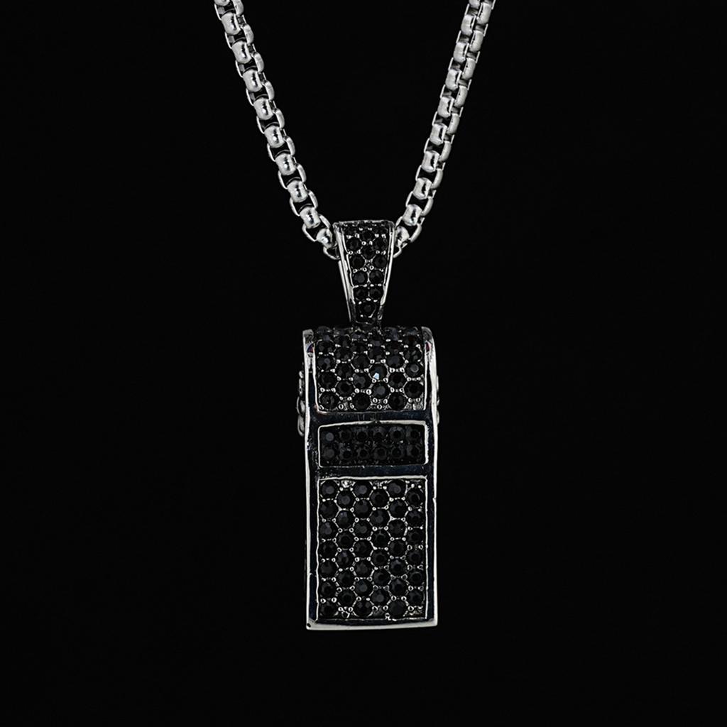 Crystals Rhinestones Whistle Necklaces Titaniums Steel Chain Loud Crisp Sound Coaches Referee Training Accessory