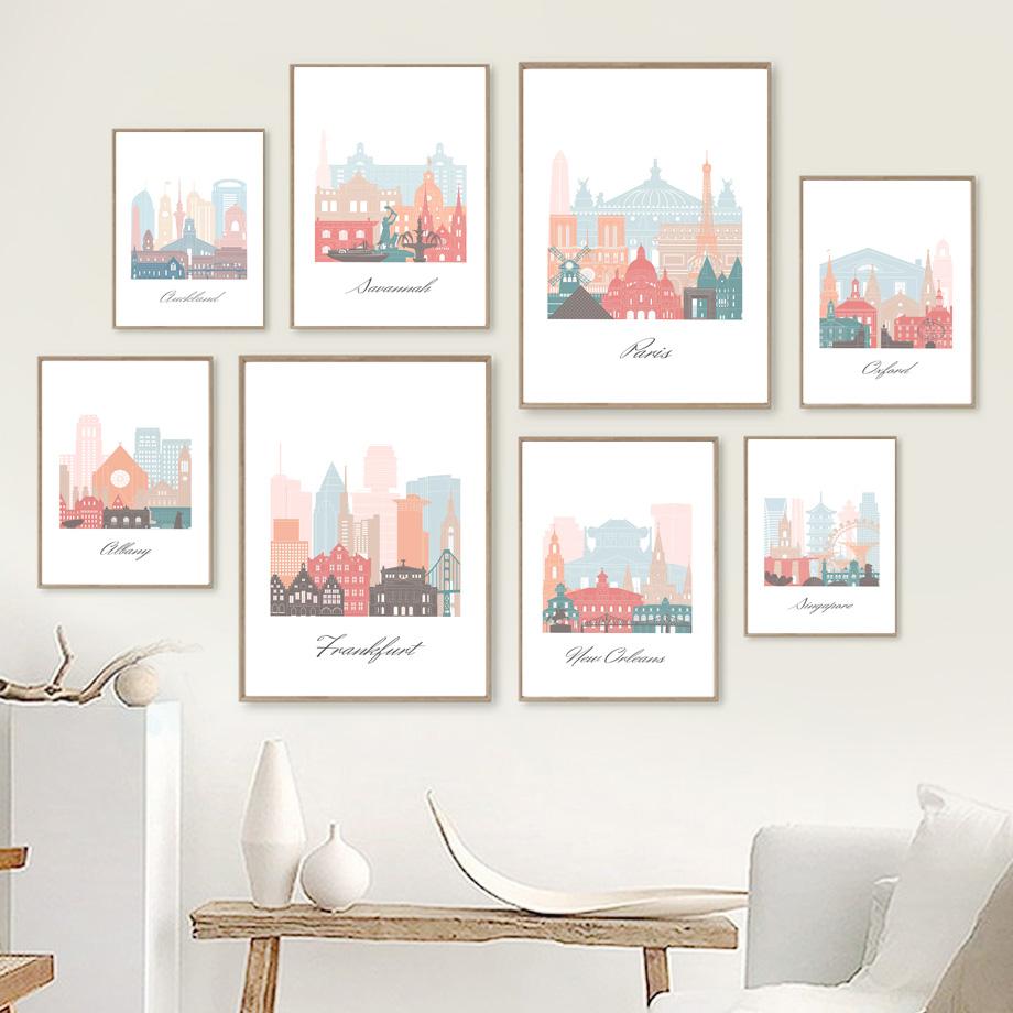 

Париж, Франкфурт, Олбани, минималистичные карты города, плакат на скандинавскую тему, дорожный настенный художественный принт, холст, картина, Декор, фотографии для гостиной