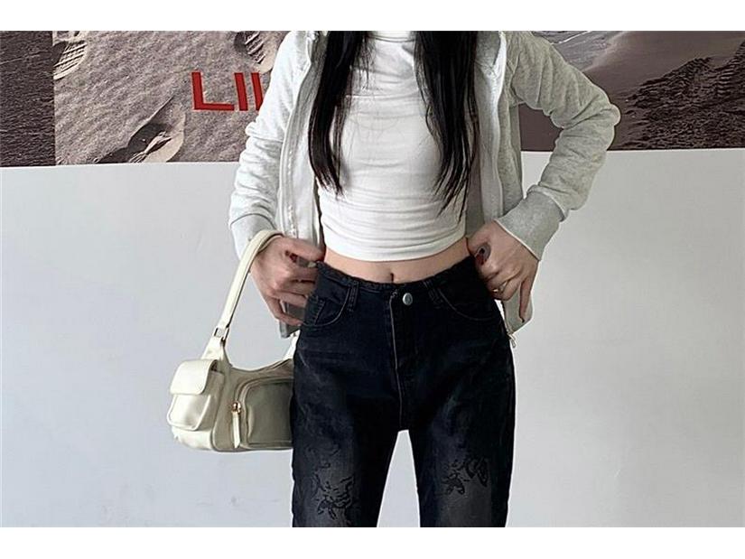 Women's Water-Washed Micro-Flare Jeans - Hot Girl Style, Slim Fit, Body-Shaping, Trendy INS Fashion, Draped Horseshoe-Shaped Long Pants.