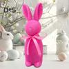 Easter Bunny Statue Freestanding Foam Rabbit Ornament Faux Moss Rabbit Flocked Bunny Figurine Centerpiece for Desk Mantel Dining Table